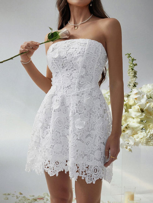 'Xenia' Strapless Mesh Mini Dress - Celes Fashion